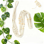 2 Pack Macrame Plant Hanger 36 Inch, Ivory Hanging Planter Holder with Wood Beads & No Tassels,Larg Hanging Baskets Indoor Outdoor Boho Home Decor for Flower Pots (2 Hooks Included)