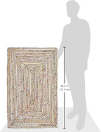 SAFAVIEH Cape Cod Collection Area Rug - 2'3" x 4', Beige & Multi, Handmade Jute & Cotton, Woven Braided Design (CAP202B)