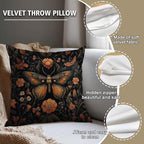 William Morris Abstract Vintage Floral Velvet Butterfly Design Throw Pillow Covers Home Decor, Retro Art Decor Pillowcase Cushion Cover for Bed Sofa Living Room, Square 18x18inch (Orange-Butterfly)