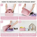 3-Pack Storage Baskets for Organizing | Woven Shelf Toy Basket | Rope Baskets for Gifts Empty | Closet Organizer Bins with Handles | Cube Decorative Box | 13.7×7.1×6.7” | Mixed Pink