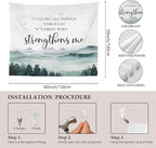 MNASAIOO Christian Mountian Wall Tapestry Hanging for Bedroom,Bible Verse I Can Do All The Things through Christ Who Strengthens Me Tapestry,Rustic Tapestries Wall Decor for Living Prayer Room 50x60in