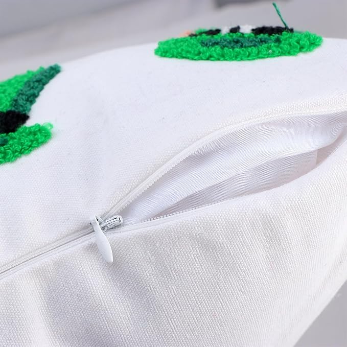 2 Pcs Tufted St. Patrick's Day Pillow Covers 18'' Green Clover Boucle Throw Pillow Cases 3D Soft Plush Faux Fur Wool Couch Cushion Case for Chair Sofa Bedroom Living Room Home Decor