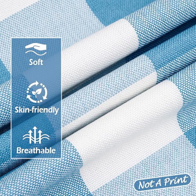 CARRIE HOME Light Blue and White Buffalo Plaid Summer Outdoor Pillow Covers 18x18 Set of 2, Light Blue Checkered Decorative Couch Pillows, Lake Blue Front Back Porch Decor Throw Pillows (No Inserts)