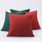 Softalker Throw Pillow Covers 12x20 Inch, Set of 4, Soft Corduroy Boho Stripe Decorative Pillow Cover, Couch Fluffy Pillow Cover for Farmhouse Home Decor Bed Living Room, Red/Green