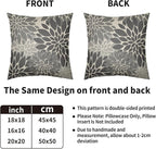 Grey Gray Pillow Covers 18X18 Inch Set of 2, Dahlia Flower Spring Summer Floral Cream Decorative Throw Pillow Covers Outdoor Modern Farmhouse Cushion Case for Home Couch Sofa Bed Decor