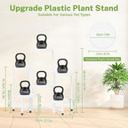 iDavosic.ly 6 Tier Folding Plant Stand Indoor Outdoor with Plastic Tray, Tiered Corner Flower Holder Shelf, Metal Orchid Display Rack for Patio Porch Living Room Garden Balcony, White