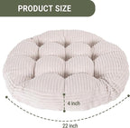 Large Floor Pillow for Adults, 22x22" Memory Foam Floor Cushion with Corduroy Cover, Round Floor Sitting Cushions for Meditation, Lounge,Seating for Yoga, Tatami Living Room (2, Round-Beige)