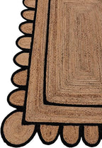 SVI Rug Scallop Pattern Jute Bohemian Area Rug (Black, 2'x6')