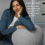 Urban Lifestyle Round Knit Pouf - Hand Woven Cotton, Ivory
