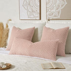 Kevin Textile Valentines 14x36 Inch Long Lumbar 1 Pack Boho Decorative Throw Pillow Cover Soft Striped Corduroy Rectangle Cushion Case Farmhouse Accent for Living Room Couch Sofa Bed, Light Pink
