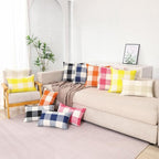 CARRIE HOME Navy Blue Buffalo Plaid Lumbar Pillow Covers 12x20 Set of 2 Blue Checkered Pillow Covers 12 x 20 Outdoor Farmhouse Lumbar Pillow Covers for Front Porch and Patio Furniture