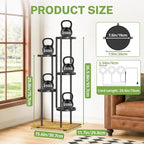 iDavosic.ly 5 Tier Plant Stand Indoor with Grow Lights, Tiered Corner Multiple Flower Pot Holder Shelf, Metal Tall Display Rack for Porch Living Room Balcony Bedroom, Modern Black & Rustic Brown