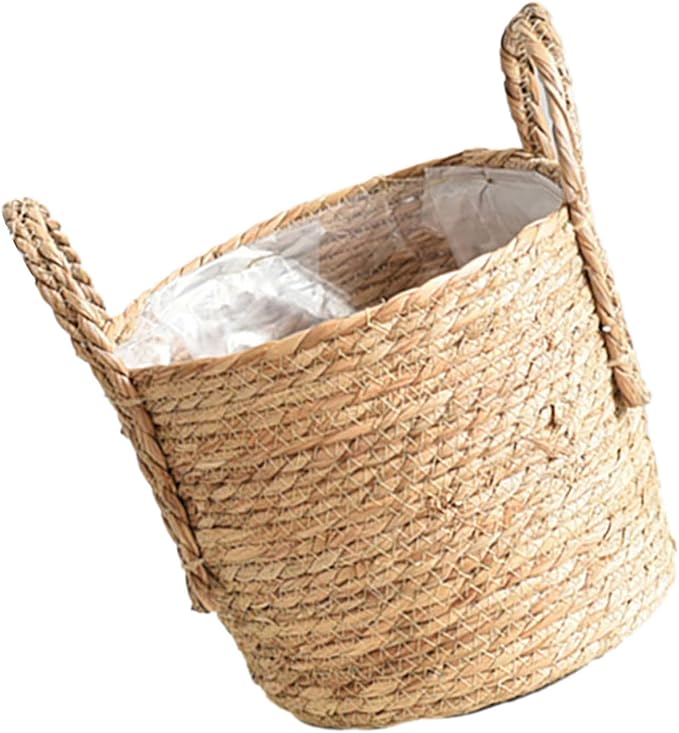 Straw Flower Pots, Plant Baskets Indoor, Basket Planter, Versatile Rattan Grass Woven Flower Planter, Plant Pot for Living Room Balcony Garden Decoration,Indoor & Outdoor