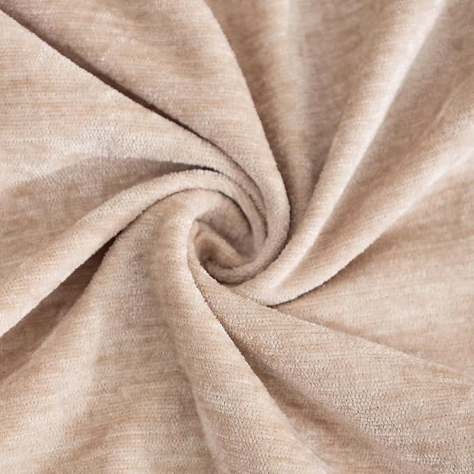 Decorative Throw Pillow Covers Pack of 2, 18x18 In Chenille Soft Pillow Covers with Stitched Edge, Farmhouse Neutral Euro Decorative Pillows for Bed Couch Sofa Home Decor Living Room,Beige
