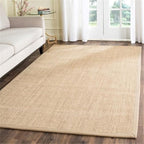 SAFAVIEH Area Rug 6' Square - Natural Fiber Collection - Maize & Linen Color, Sisal, Woven Design with Border (NF141B)