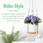 ZMTECH Macrame Plant Hanger for Indoor Plants - 2 Pack 35 Inch Boho Hanging Plant Hanger with Natural Wood Beads, Ivory Home Decor