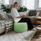 Round Pouf Ottoman 20 x 20 x 14 Inches Boho Poof Home Decor Floor Pouffe Ottoman Foot Rest for Couch Sofa Bean Bag Chairs Living Room Bedroom (Muted Green)