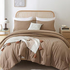 ROSGONIA Oversized King Comforter 120x120, 3pcs Super King Comforter (1 Dark Khaki Comforter & 2 Pillowcases) Lightweight Warm Bedding Blanket Quilt