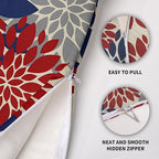 4th of July Blue Red Grey Pillow Covers 24X24 Inch Set of 2, Modern Dahlia Floral Print Decorative Throw Pillow Covers Outdoor Farmhouse Cushion Case for Home Couch Sofa Bed Decoration