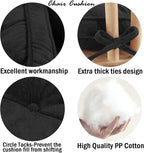 Tiita 18x18 Inch Cushions Chair Pads with Ties, Square Seat Floor Pillows Pad for Outdoor Kitchen Dining Chairs with Ties Set of 2, Black