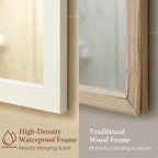 24" x 36" Cream White Wall Mirror for Decor, Modern Minimalist Bedroom Mirror, Soft Textured Waterproof Vanity Mirror for Powder Room & Nursery, Standard Trim