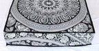CRAFT KALA Mandala Floor Pillow Cushion Cover Seating Throw Cover Hippie Decorative Bohemian Ottoman Poufs Pom Pillow Cases Boho Indian Cotton Living Room Yoga Home Décor 24" Square Black and Elephant