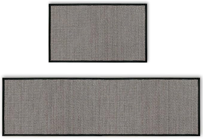 Artoid Mode Washable Non-Skid Kitchen Rugs and Mats Set of 2, Rubber Backing Home Decor Kitchen Mats for Floor Front of Sink Black - 17x29 and 17x60 Inch