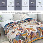 Boho Blanket for Bed 100% Cotton Bohemian Throw Blankets Ultra Soft Woven Muslin Decorative Blankets All Seasons Vintage Quilt Knitted Blanket for Sofa Chair(Yellow, 80"x90")