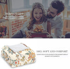 Boho Floral Throw Blanket, Bohemian Soft Cozy and Warm Couch Blankets Gift for Flower Lover, Decorative Blankets for Sofa Couch Bed, White Green 50×60 inches