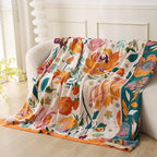 Boho Throw Blanket for Bed 100% Cotton Ultra Soft Rustic Quilt Floral Printed Farmhouse Decor Fall Bed Blankets,60"×80" All Season Rustic Large Throw for Sofa Couch Chair