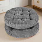 Large Floor Pillow for Adults, 22x22" Memory Foam Floor Cushion with Corduroy Cover, Round Floor Sitting Cushions for Meditation, Lounge,Seating for Yoga, Tatami Living Room (2, Round-Dark Grey)