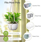 USLAI Macrame Plant Hanger Indoor Outdoor, Fits 4 to 15 Inch Pots, Strong Hanging Planter Holder, Boho Home Decor, 23+29+35 Inch, Ivory (POTS NOT Included)