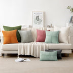 MIULEE Greyish Green Decorative Throw Pillow Covers 18x18 Inch for Couch Bed Sofa Spring Decor Pack of 2 Boho Farmhouse Throw Pillows Soft Cross Corduroy Patchwork Textured Cushion Cases