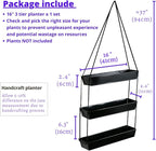 LaLaGreen 16 Inch Wall Mounted Tiered Planter for Indoor Succulent Plants, 3 Tier Modern Black Rectangular Metal Planter