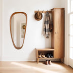 BOMINICA Full Length Irregular Wall Mirror, 48" x 22" Wooden Full Body Dressing Mirror Wall Mounted, Decorative Floor Mirror for Living Room, Bedroom, Entryway, Farmhouse, Home Decor