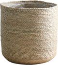 Seagrass Planter Basket Set with Plastic Lining Woven Indoor Outdoor Plant Pot Covers Natural Storage Containers for Flowers & Plants(9.06''X8.66'')