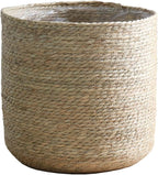 Seagrass Planter Basket Set with Plastic Lining Woven Indoor Outdoor Plant Pot Covers Natural Storage Containers for Flowers & Plants(9.06''X8.66'')