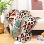 Homesy Southwestern Throw Blankets Navajo Aztec Throws and Blankets Green Multi-Function Boho Throw for Couch Chair Sofa Bed Home Outdoor Beach Car Tent Travel Camping 63"x87"