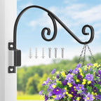 Swivel Plant Hangers Outdoor: 16 Inch Bird Feeder Plant Hanger Metal Wall Mount Hanging Plant Brackets Indoor Wall Hooks Outdoor for Hanging Baskets, Wind Chimes, Lanterns, Flower Pots, Black