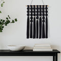 STRONA Handmade Macrame Wall Hanging – 16"W x 23"L Boho Tapestry with Gold Detail, Black Cotton Macrame Wall Art, Organic Modern Decor for Bedroom, Living Room, Entryway, Artisan Handcrafted in India