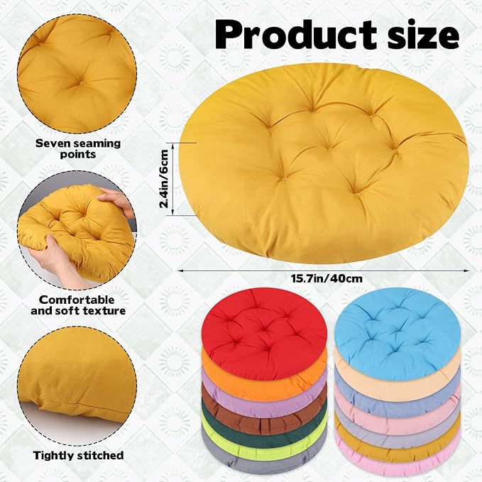 16 Pcs 16 Inch Round Floor Pillows Round Floor Cushions for Kids and Toddlers Flexible Seating Pillows Chair Floor Cushion Reading Cushion for Classroom Home School Playing Supplies(16 Colors)