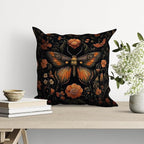 William Morris Abstract Vintage Floral Velvet Butterfly Design Throw Pillow Covers Home Decor, Retro Art Decor Pillowcase Cushion Cover for Bed Sofa Living Room, Square 18x18inch (Orange-Butterfly)