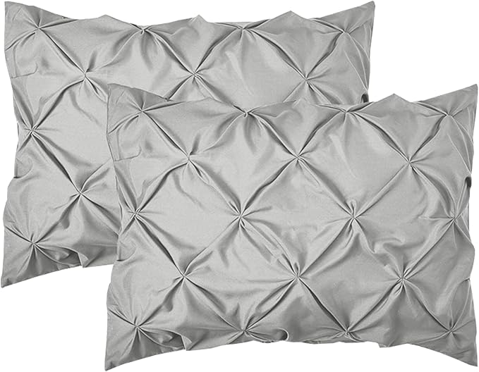 Elegant Comfort 2-Pack Sham Set Pinch Pleat Design, 1500 Premium Hotel Quality Microfiber, Stylish Design-Easy Care, Wrinkle and Stain Resistant, 2-Piece Sham Set, Pleated Standard/Queen, Silver Grey