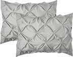 Elegant Comfort 2-Pack Sham Set Pinch Pleat Design, 1500 Premium Hotel Quality Microfiber, Stylish Design-Easy Care, Wrinkle and Stain Resistant, 2-Piece Sham Set, Pleated Standard/Queen, Silver Grey