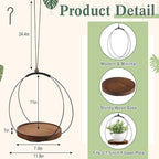 1 Pack Hanging Planters for Indoor Black Plant Hanger with Round Wood Base Large Indoor Hanging Plant Shelf Boho Holder Gift for Mom,housewarming (7.9 '',Round)