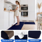 KitchenClouds Kitchen Mats for Floor,3PCS Kitchen Rugs,Non Slip Anti Fatigue Mats for Kitchen Floor,Waterproof Sink Mat,Cushioned Standing and Comfort Mats for Office,Blue