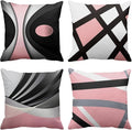 Emvency Set of 4 Soft Pink Throw Pillow Covers Modern Abstract Black Grey Stripes Gray White Acrylic Bold Decorative Pillow Cases Home Decor Square 18x18 Inches Pillowcases