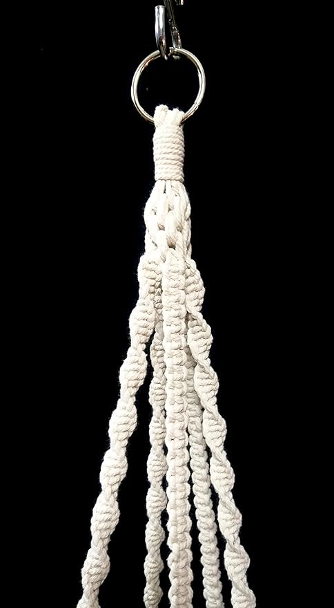 Plant Hanger Macrame Cotton 6 Legs 51 Inches in Tan and Green Color for Indoor Outdoor, Living Room, Kitchen, Deck, Patio, High and Low Ceiling with Size of 10-12 inches Without The Pot (Cream)