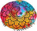 CRAFT KALA 22" Mandala Meditation Floor Pillows Cover Pouf Cover Round Seating Bohemian Mandala Cotton Floor Cushion Cover Outdoor Fireplace Seating Living Room Yoga Room Home Décor (Multi Yin Yang)