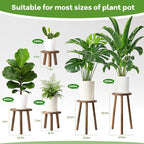 5-Pack Wood Plant Stands Indoor, Single Plant Stand for 6-22 Inch Pots, Mid-Century Modern Plant Stool, Tall Plant Stand for Large Plants Perfect Fit for Living Room, Balcony, Office(Dark Brown)